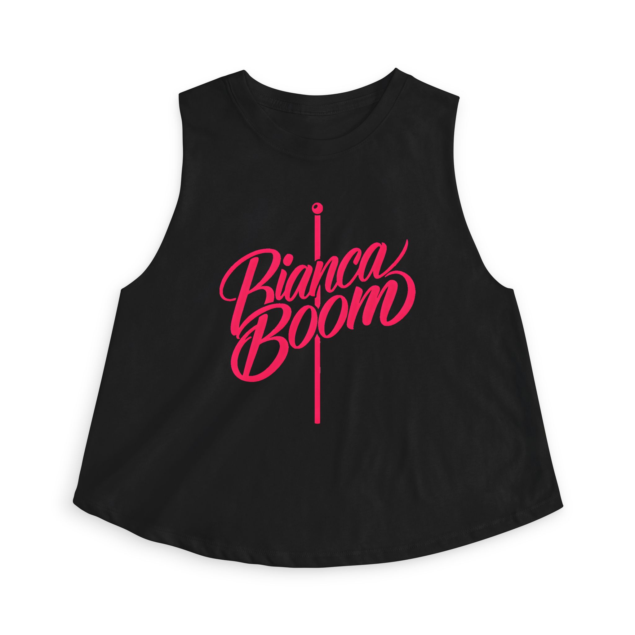 Bianca Boom Crop Top — Pink Script Women’s Tank - Image 5