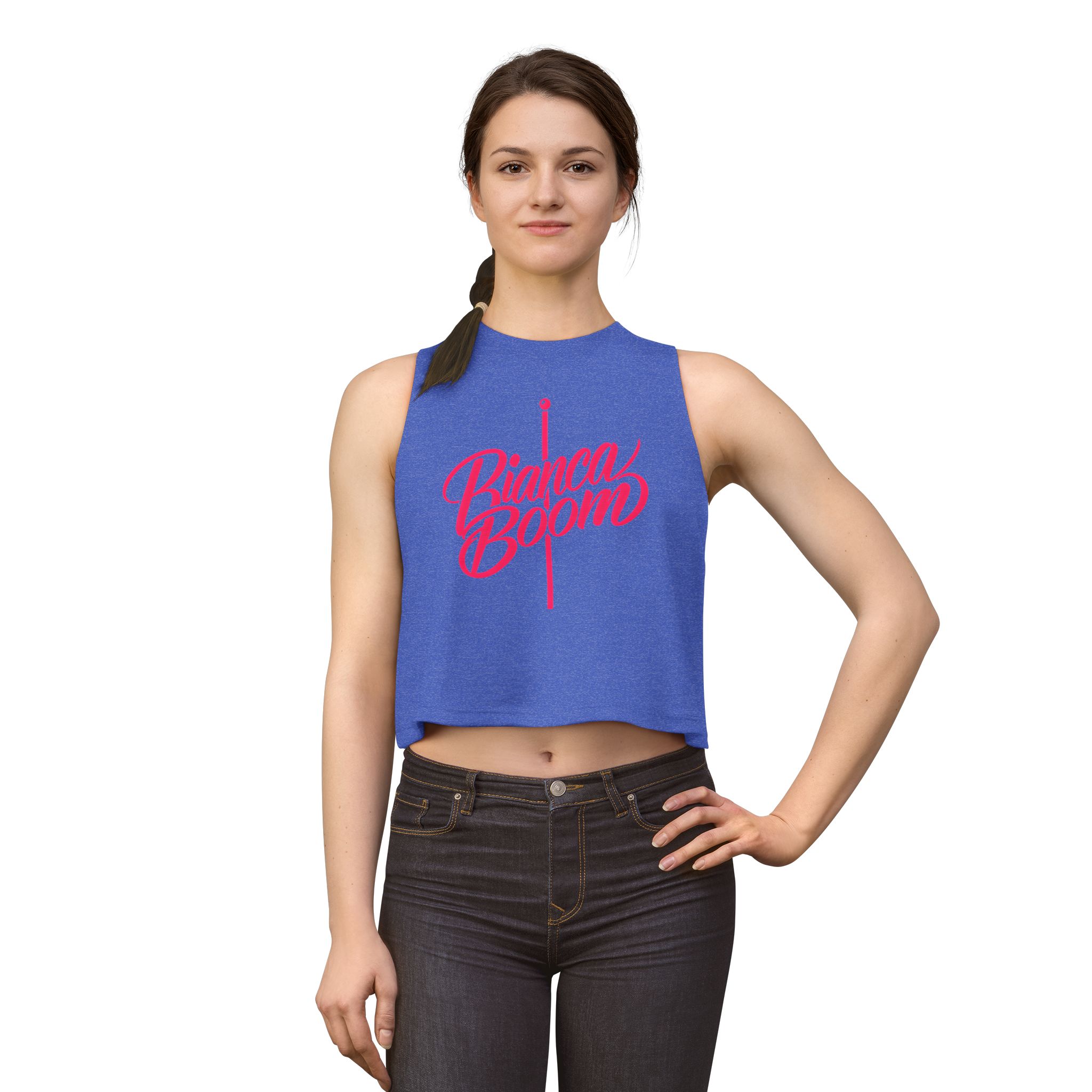 Bianca Boom Crop Top — Pink Script Women’s Tank - Image 15