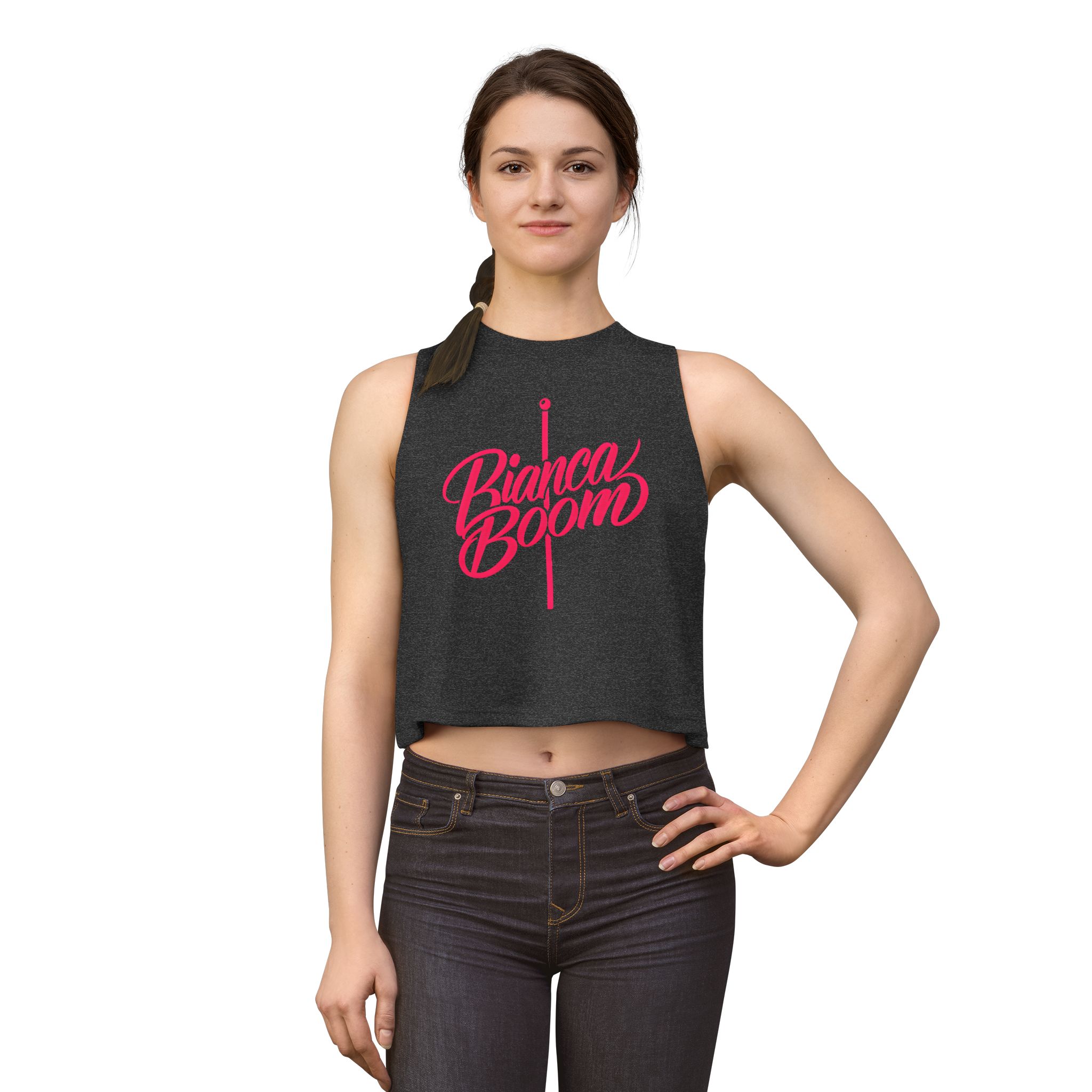 Bianca Boom Crop Top — Pink Script Women’s Tank - Image 23