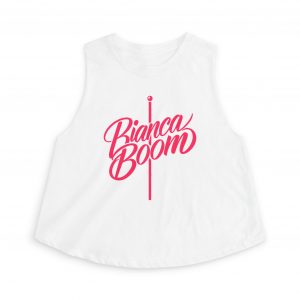 Bianca Boom Crop Top — Pink Script Women’s Tank