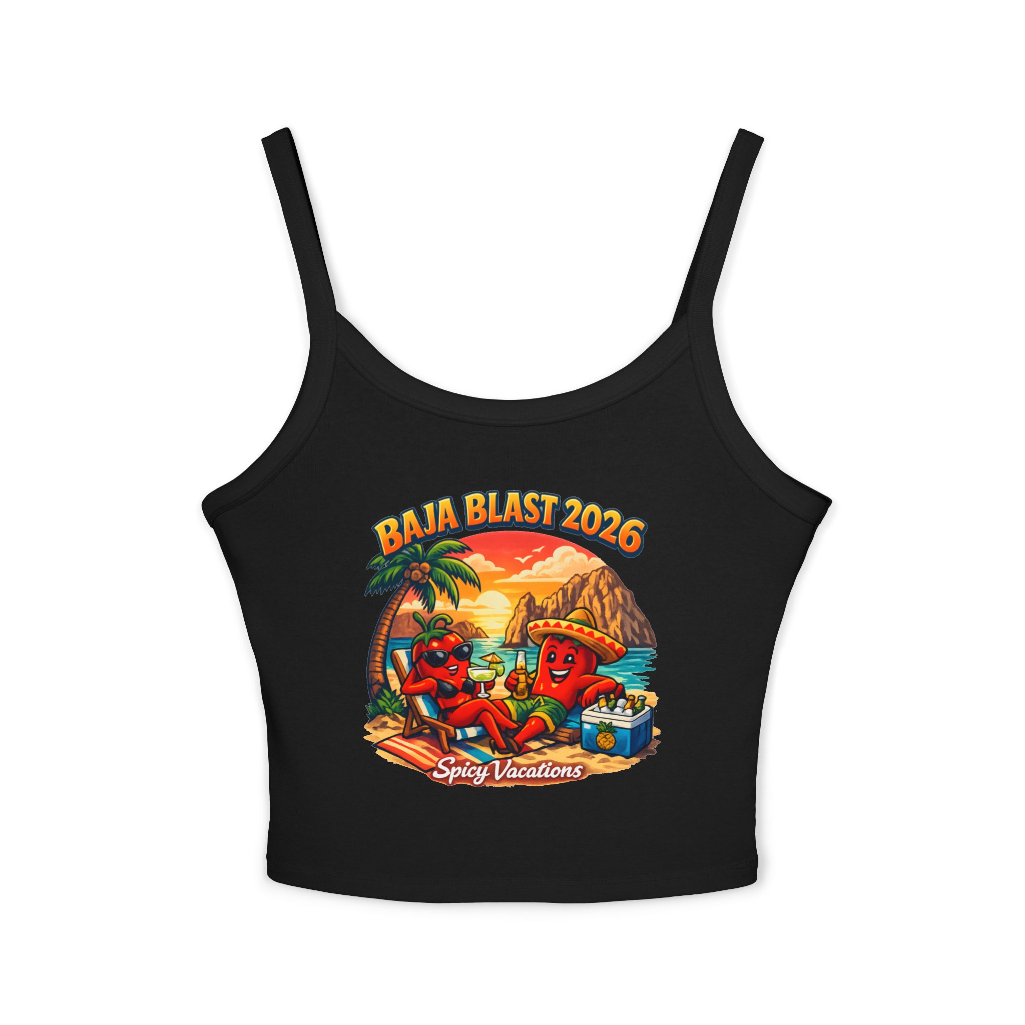 Baja Blast 2026 Crop Tank — 'Spicy Vacations' Beach Graphic - Image 7