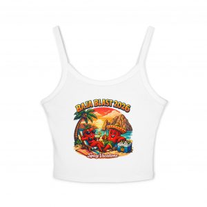 Baja Blast 2026 Crop Tank — 'Spicy Vacations' Beach Graphic