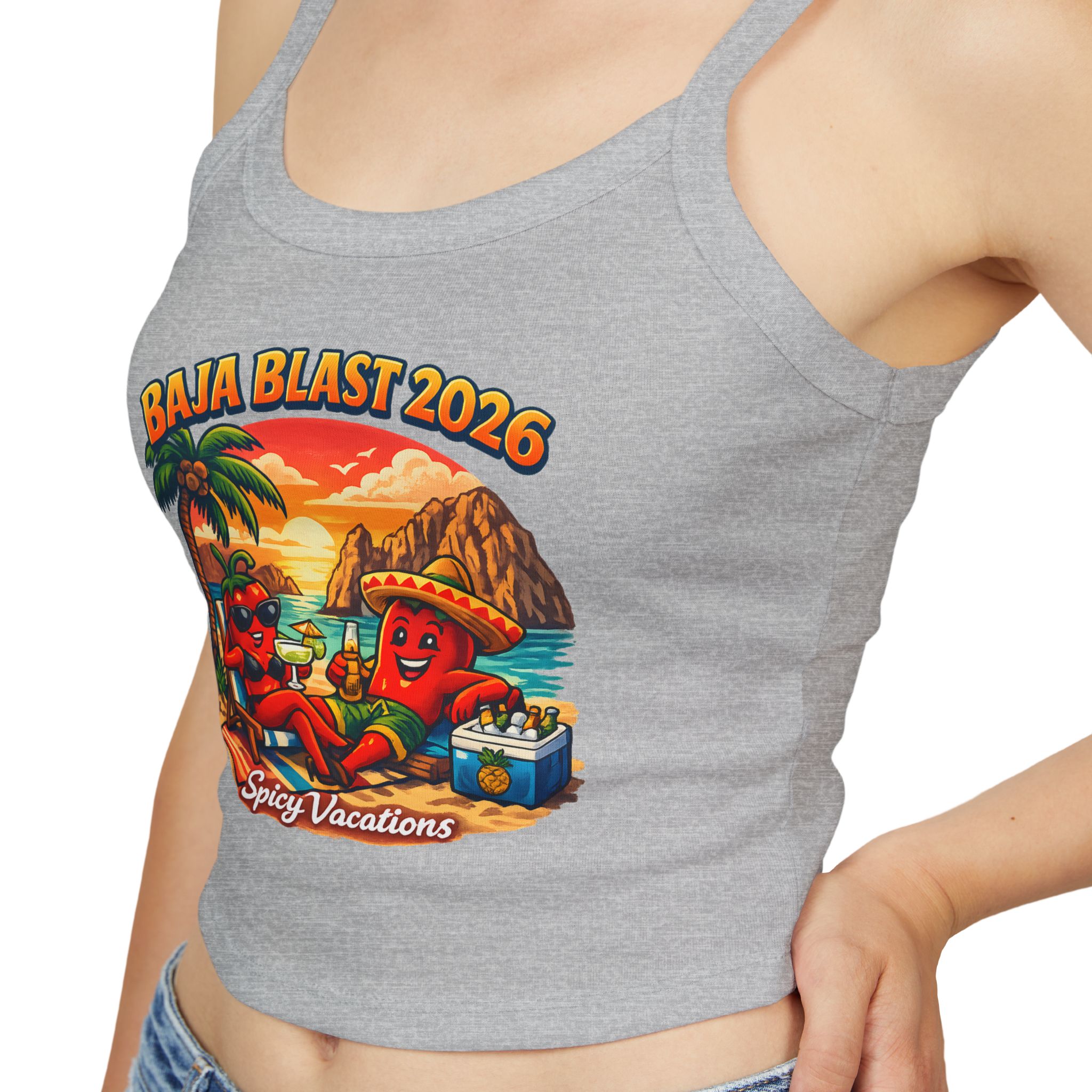 Baja Blast 2026 Crop Tank — 'Spicy Vacations' Beach Graphic - Image 24