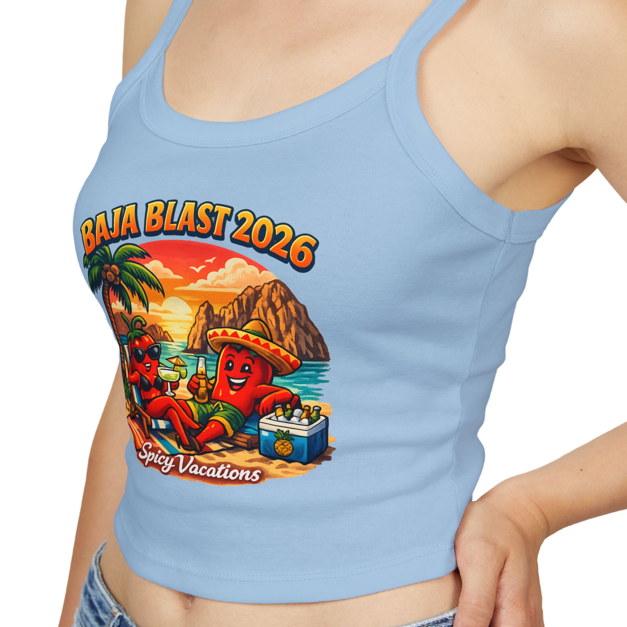 Baja Blast 2026 Crop Tank — 'Spicy Vacations' Beach Graphic - Image 18
