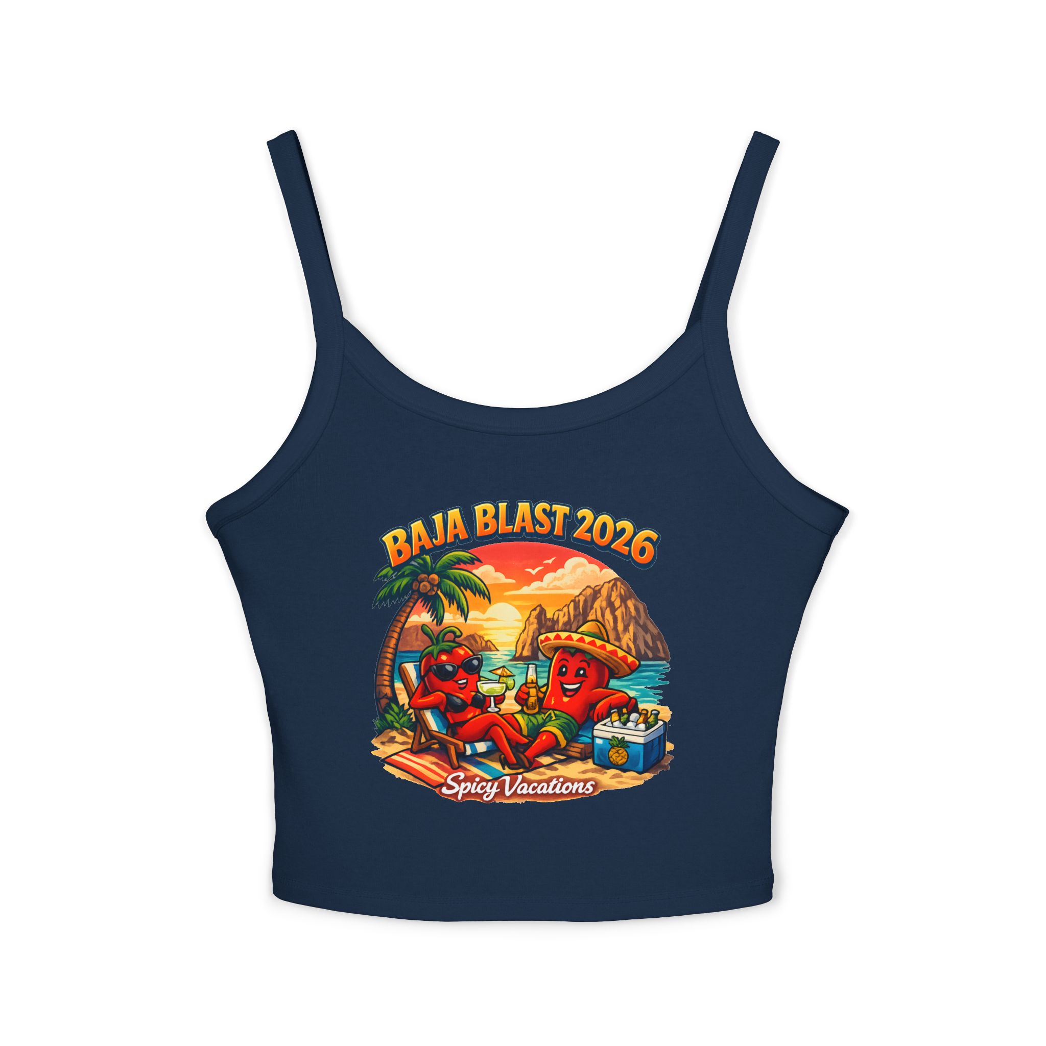 Baja Blast 2026 Crop Tank — 'Spicy Vacations' Beach Graphic - Image 25