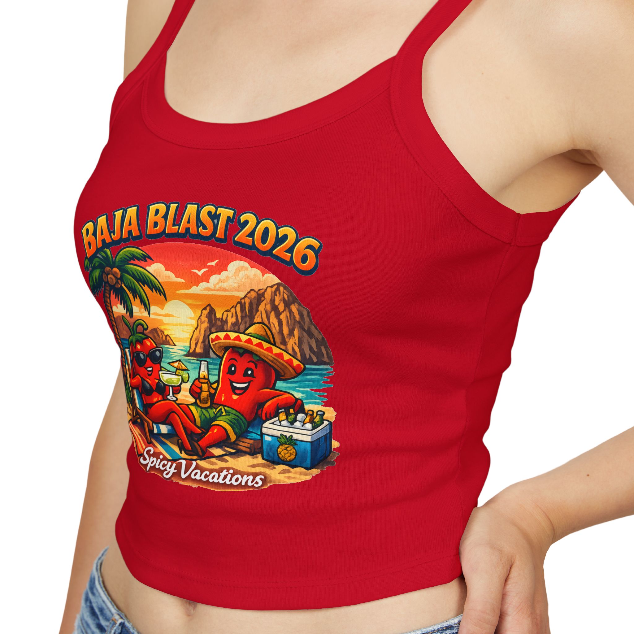 Baja Blast 2026 Crop Tank — 'Spicy Vacations' Beach Graphic - Image 42
