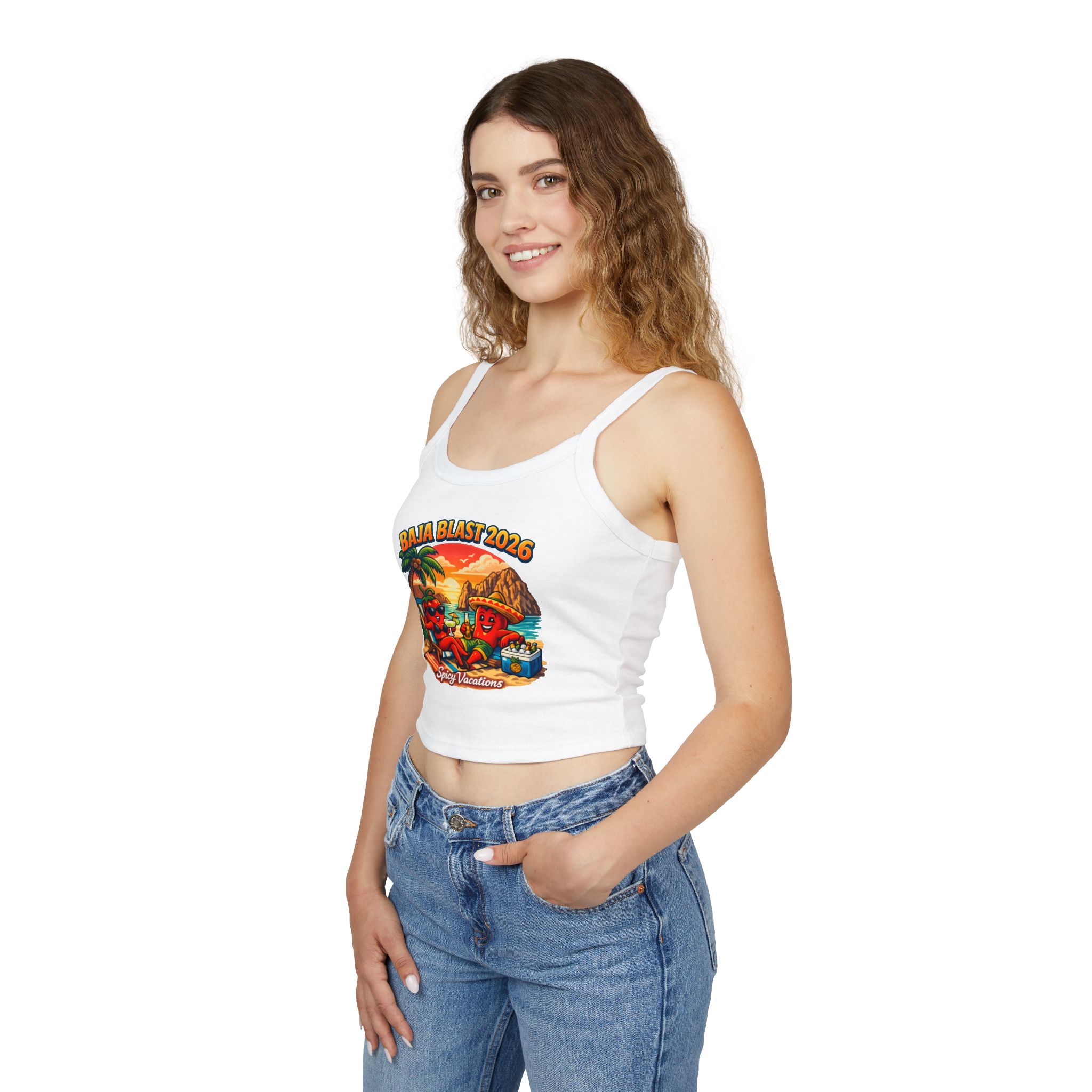 Baja Blast 2026 Crop Tank — 'Spicy Vacations' Beach Graphic - Image 4
