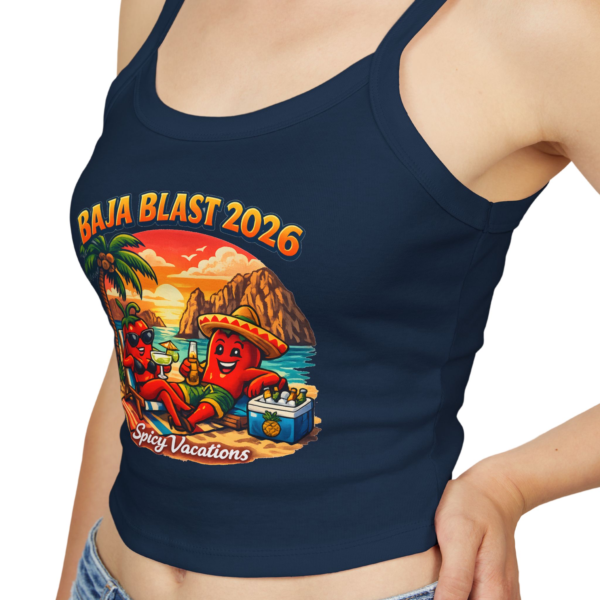 Baja Blast 2026 Crop Tank — 'Spicy Vacations' Beach Graphic - Image 30