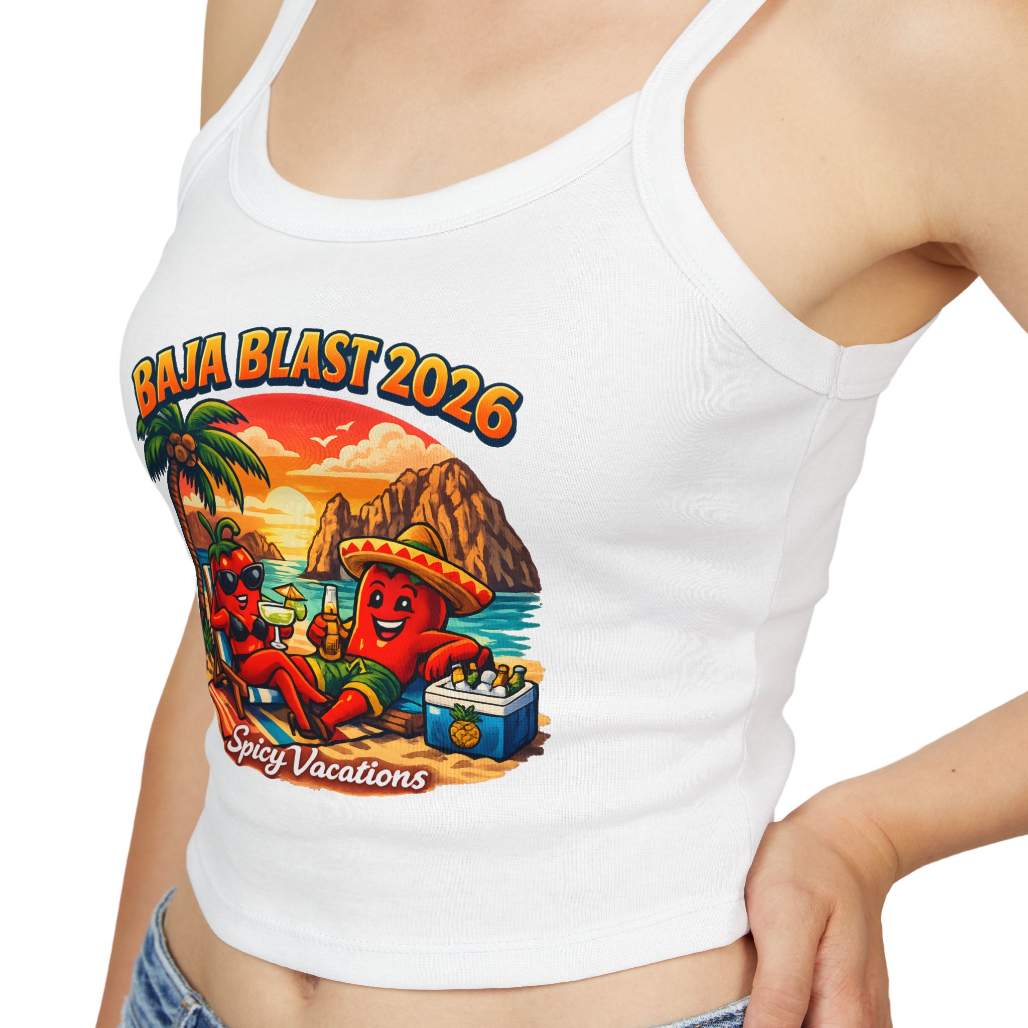 Baja Blast 2026 Crop Tank — 'Spicy Vacations' Beach Graphic - Image 6