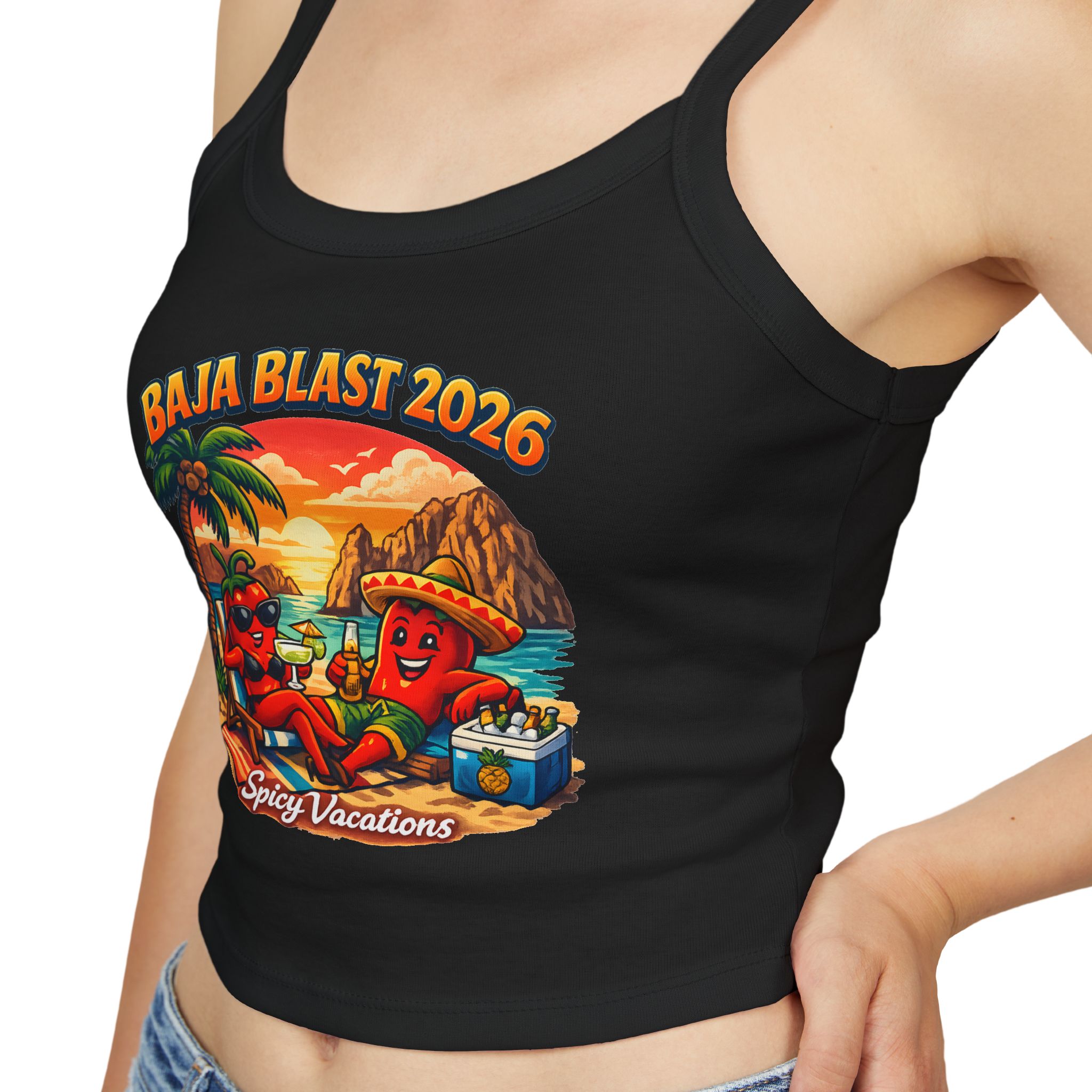 Baja Blast 2026 Crop Tank — 'Spicy Vacations' Beach Graphic - Image 12