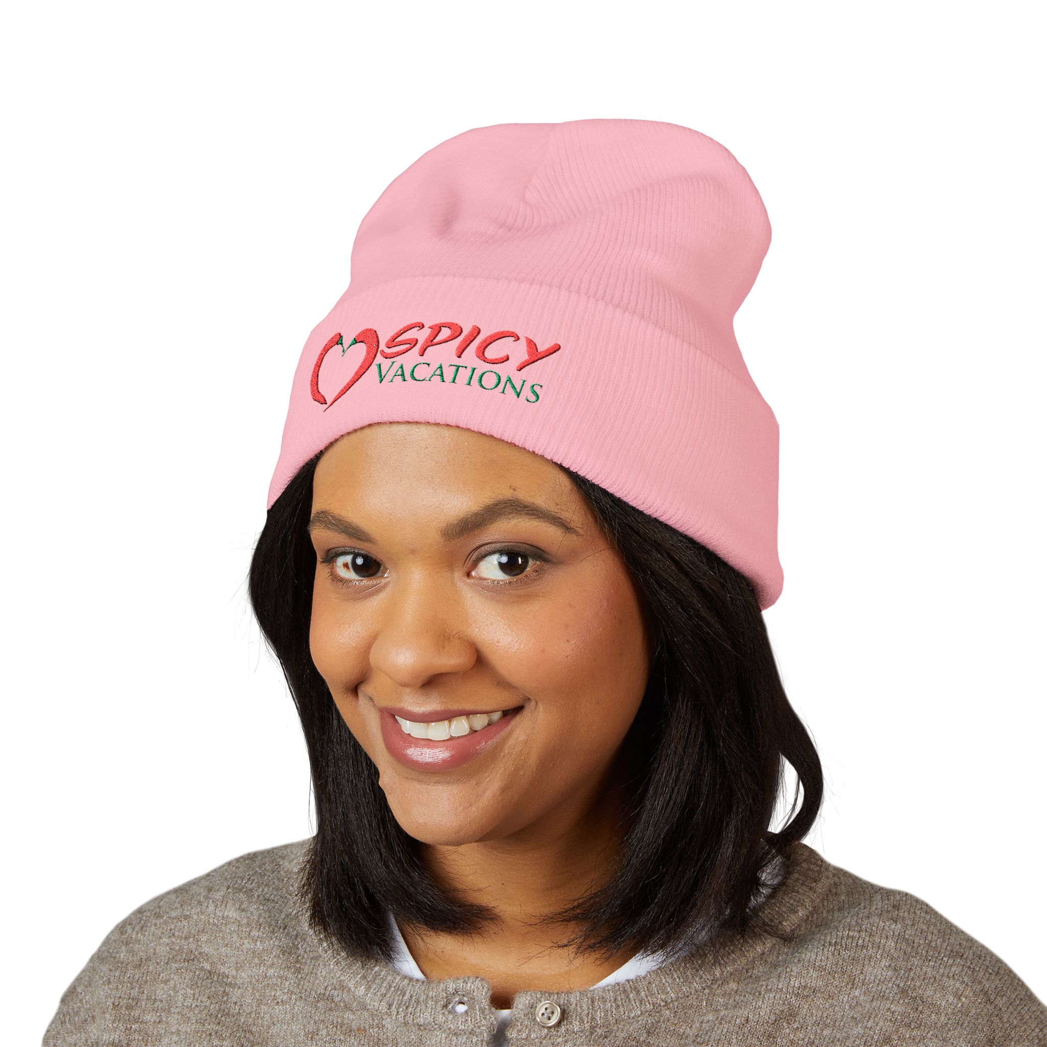 Embroidered 'Spicy Vacations' Cuffed Beanie — 10 Colors - Image 38