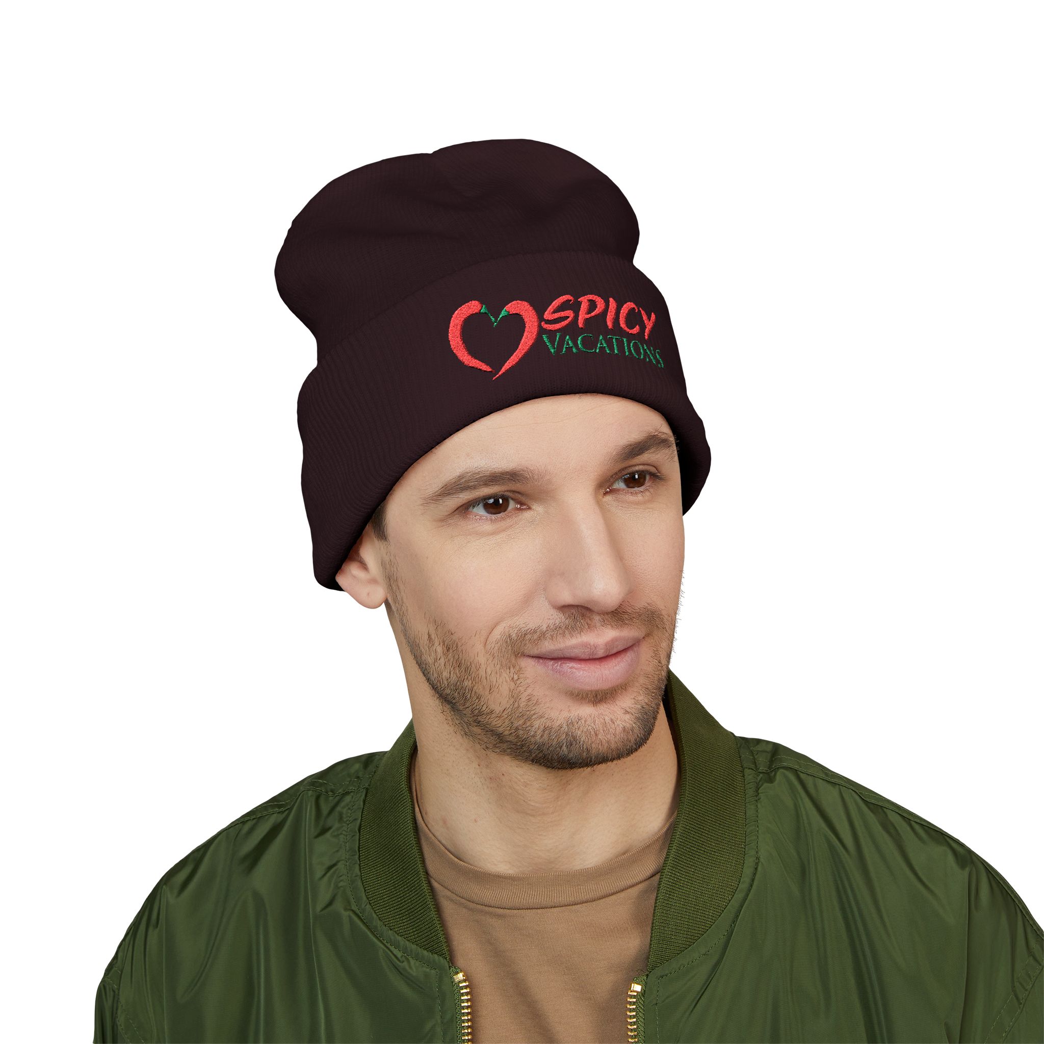 Embroidered 'Spicy Vacations' Cuffed Beanie — 10 Colors - Image 50