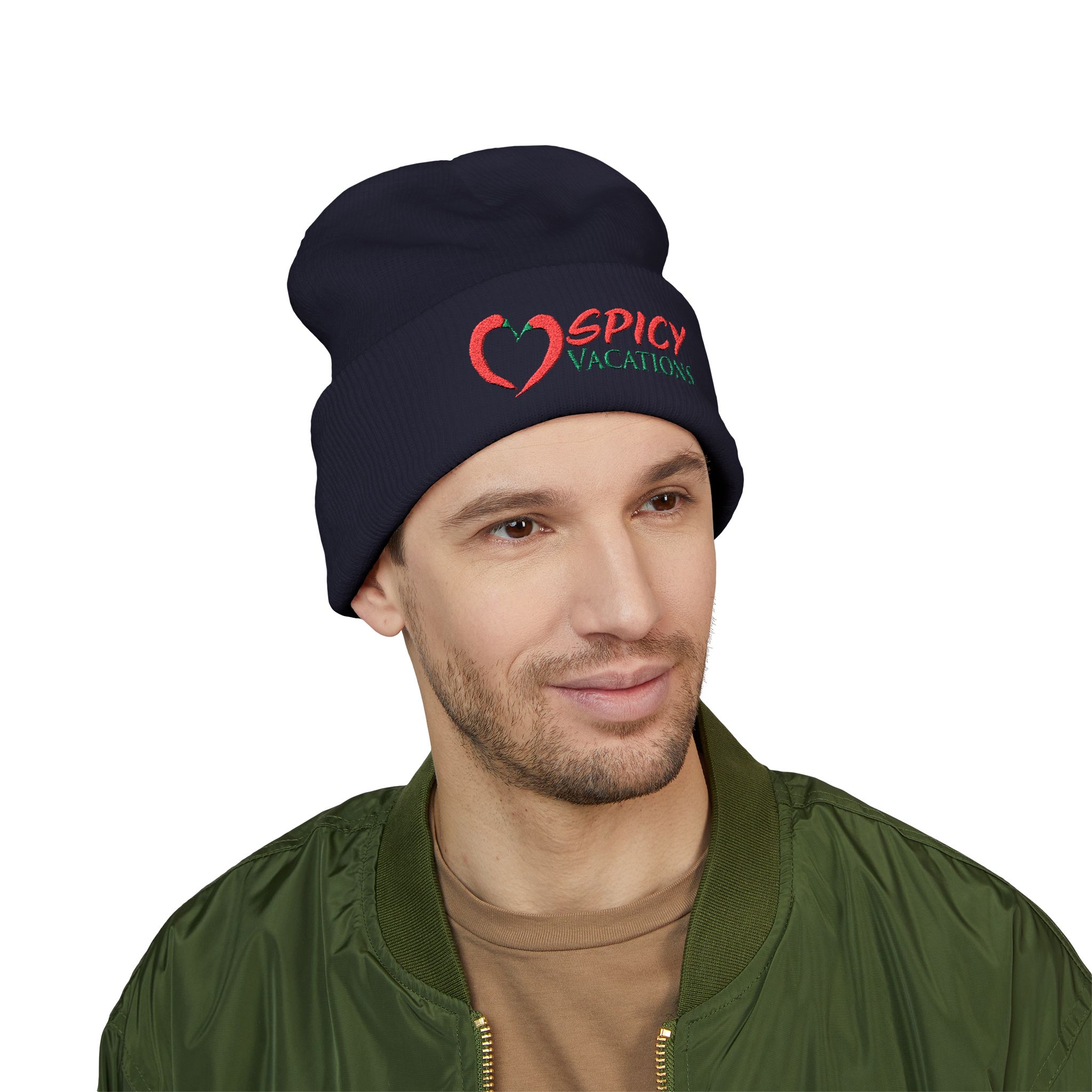 Embroidered 'Spicy Vacations' Cuffed Beanie — 10 Colors - Image 30