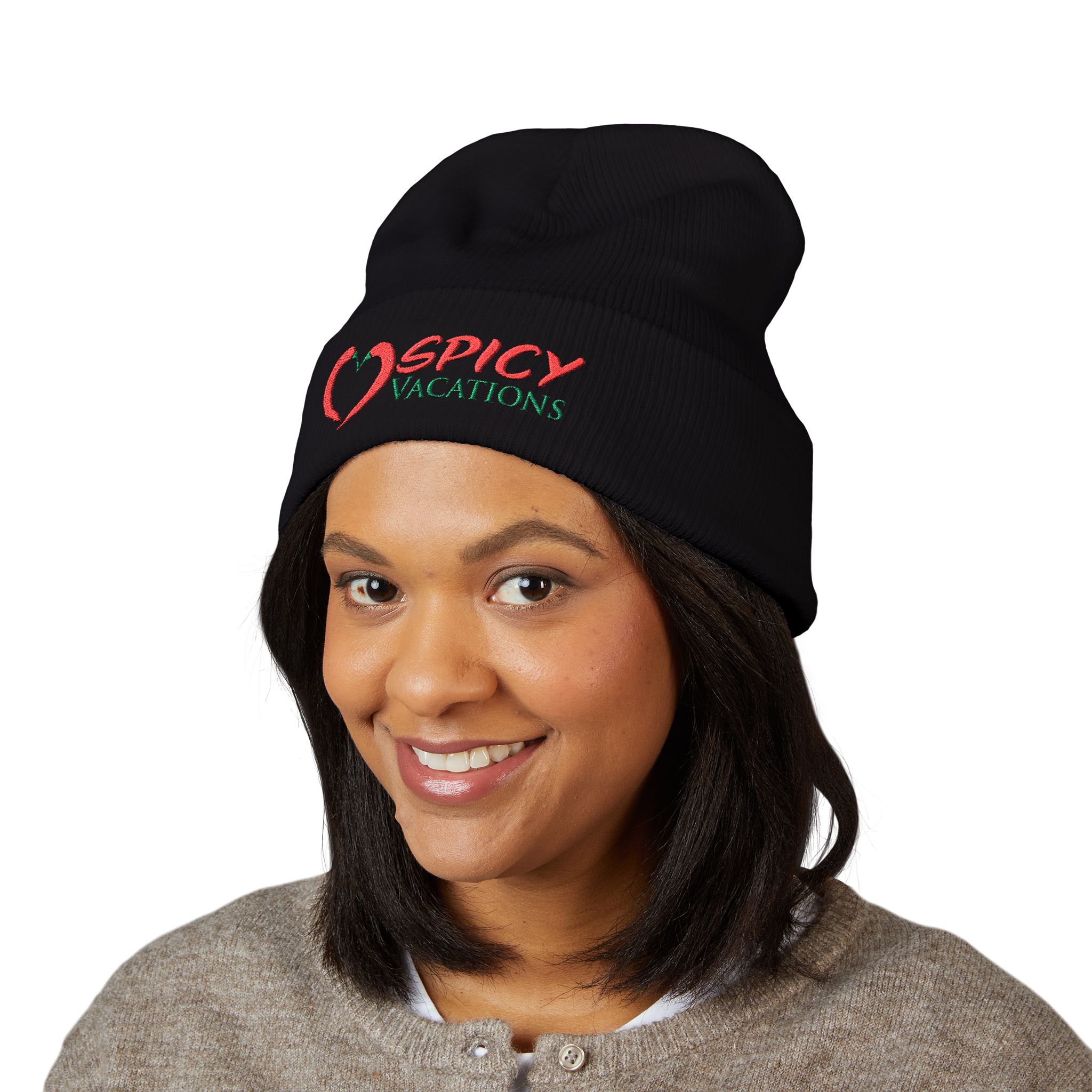 Embroidered 'Spicy Vacations' Cuffed Beanie — 10 Colors - Image 33