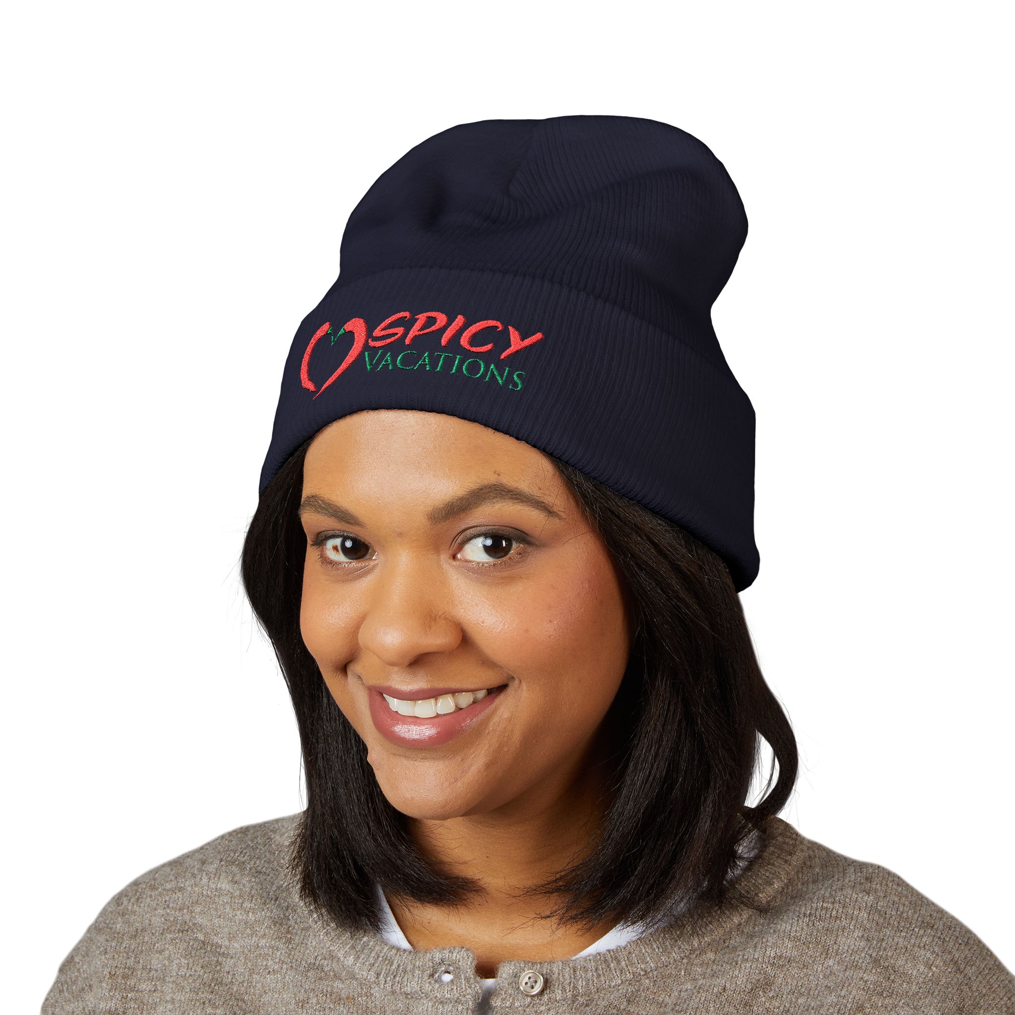Embroidered 'Spicy Vacations' Cuffed Beanie — 10 Colors - Image 28