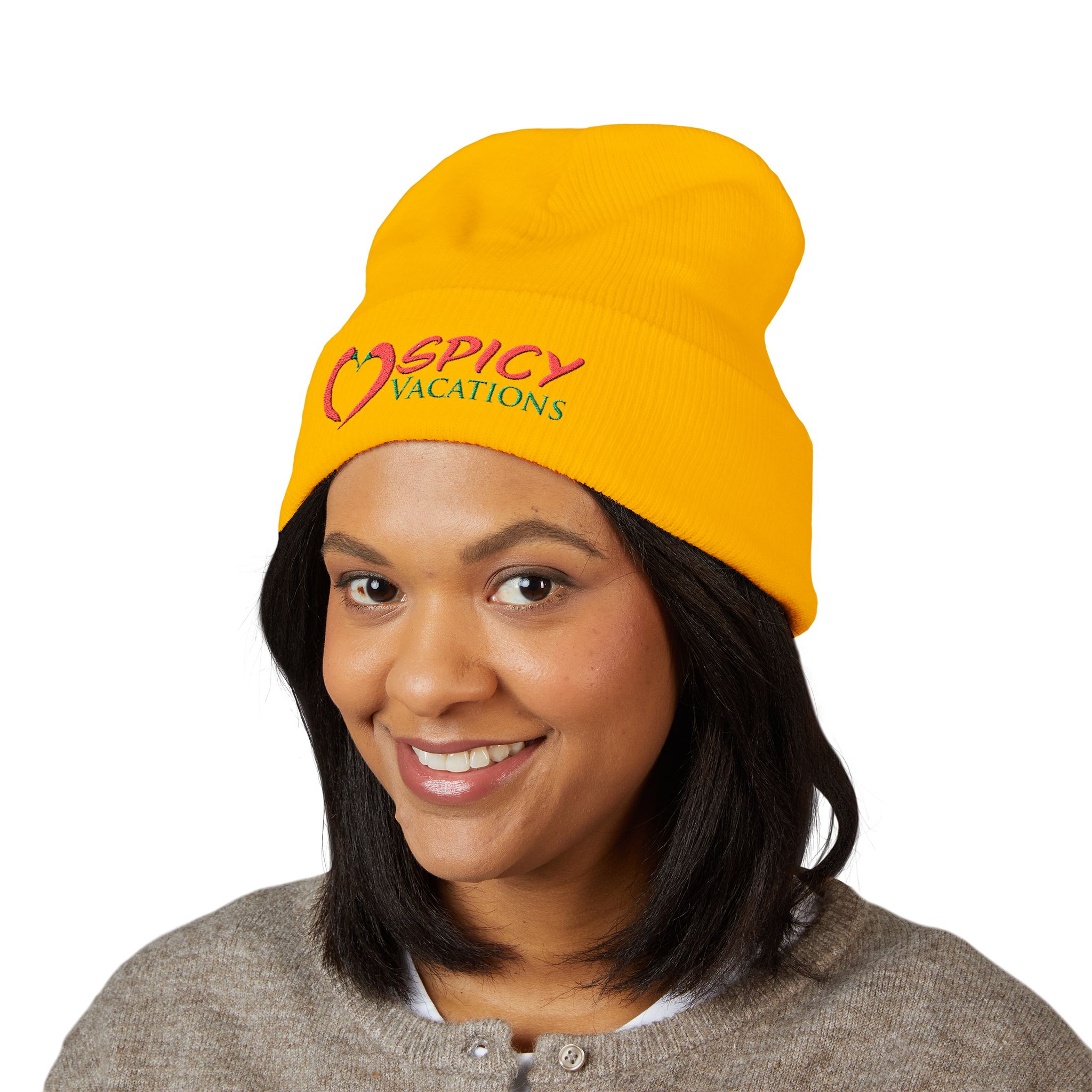 Embroidered 'Spicy Vacations' Cuffed Beanie — 10 Colors - Image 4