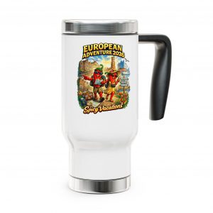 European Adventure 2026 Spicy Vacations Travel Mug — 14oz Stainless Steel with Handle